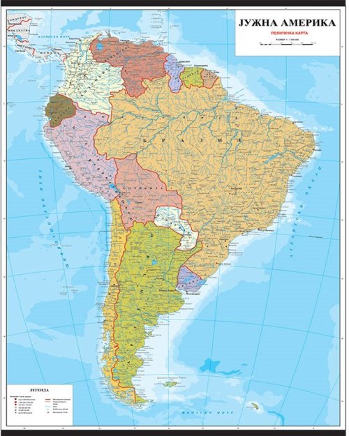 Г032 - Јужна Америка политичка карта