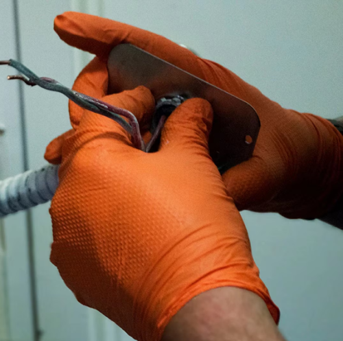 Нитрилни ракавици  – 8.0G Портокалови со дијамантска текстура