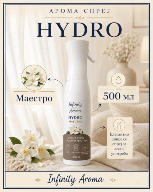 HYDRO МАИСТРО – АРОМА СПРЕЈ ЗА ДОМ И ТЕКСТИЛ 500 m