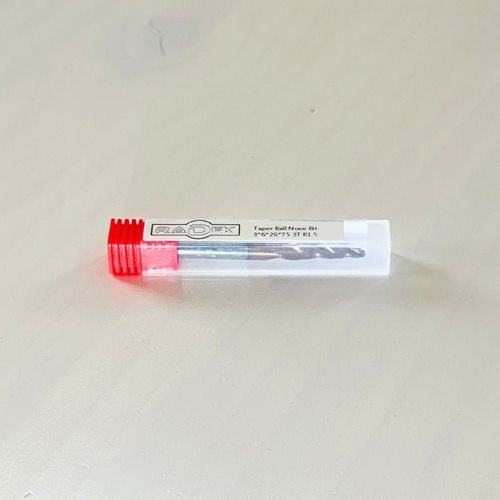 СПИРАЛНО КОНУСНО КАРБИДНО ГЛОДАЛО СО КУГЛЕСТ ВРВ И ЗАШТИТНА ОБЛОГА (3*6*26*75 3T R1.5)