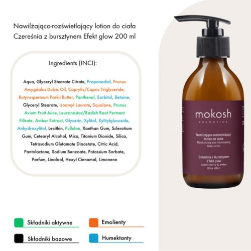 Хидратантен и осветлувачки лосион за тело со цреша и амбра, ефект на сјај, 200 ml