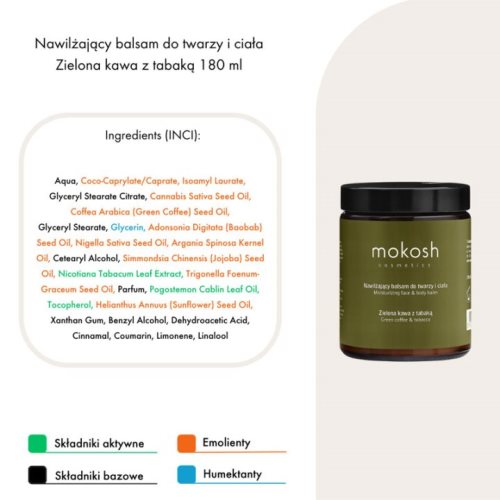 Хидратантен балзам за лице и тело со зеленo кафе и тутун 180 ml