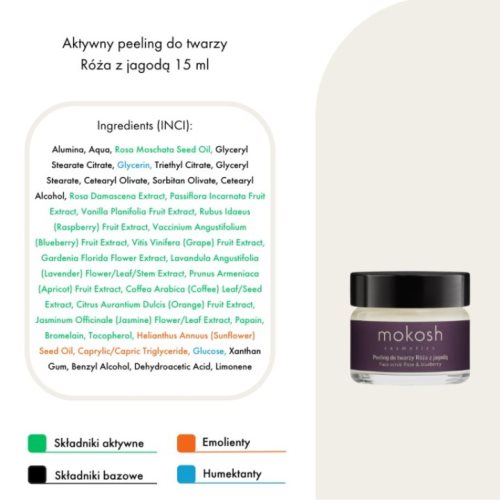 Активен пилинг за лице со роза и бобинки | Mokosh