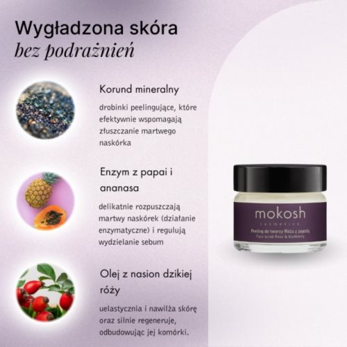 Активен пилинг за лице со роза и бобинки | Mokosh