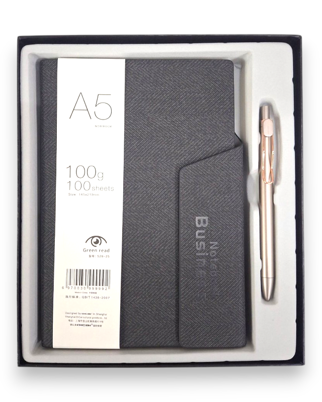 РОКОВНИК А5 СО ПЕНКАЛО ТЕМНО СИВ