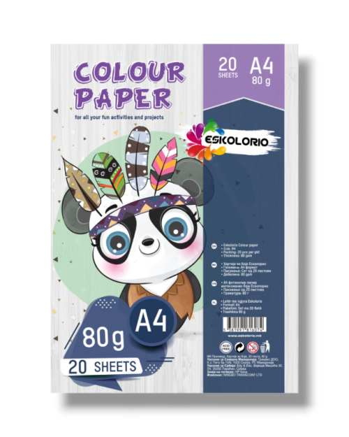ХАРТИЈА ВО БОЈА 80gr 20 листа ЕСКОЛОРИО