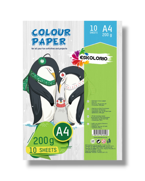 ХАРТИЈА ВО БОЈА 200gr 10 листа ЕСКОЛОРИО