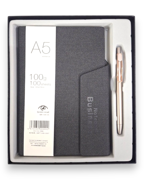 РОКОВНИК А5 СО ПЕНКАЛО ТЕМНО СИВ